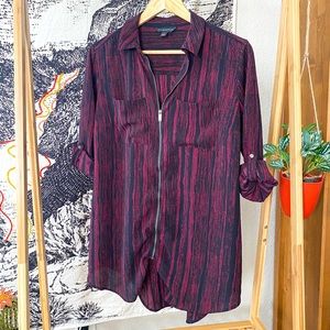 Rock & Republic Black & Red Zipper Tunic Top